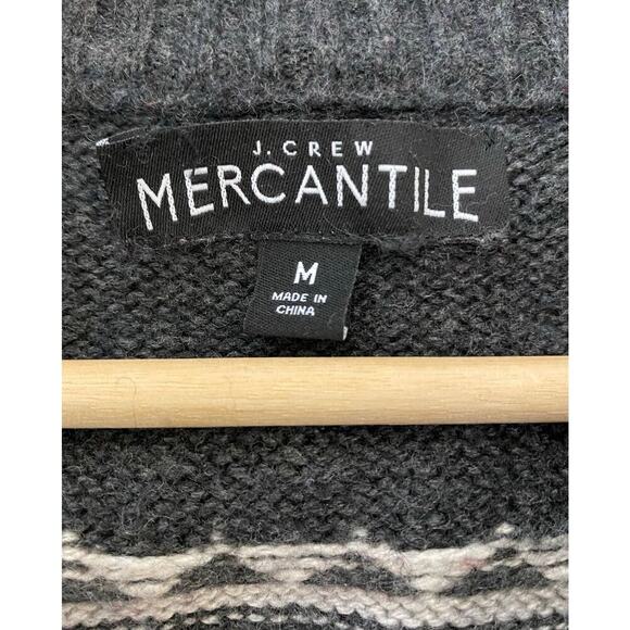 J. Crew Mercantile Women's M Gray 1/4 Zip Wool Blend Fair Isle Sweater - Picture 5 of 8